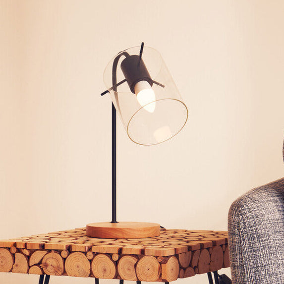 Orsina Stockholm Curved Table Lamp – Matte Black & Rubberwood