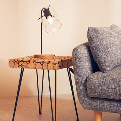 Orsina Stockholm Curved Table Lamp – Matte Black & Rubberwood