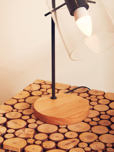 Orsina Stockholm Curved Table Lamp – Matte Black & Rubberwood