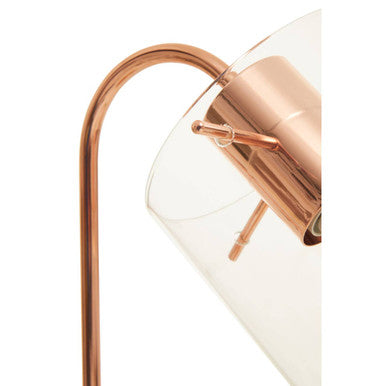 Orsina Stockholm Curved Table Lamp – Shiny Copper & Rubberwood