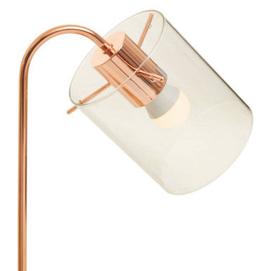 Orsina Stockholm Curved Table Lamp – Shiny Copper & Rubberwood