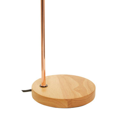 Orsina Stockholm Curved Table Lamp – Shiny Copper & Rubberwood