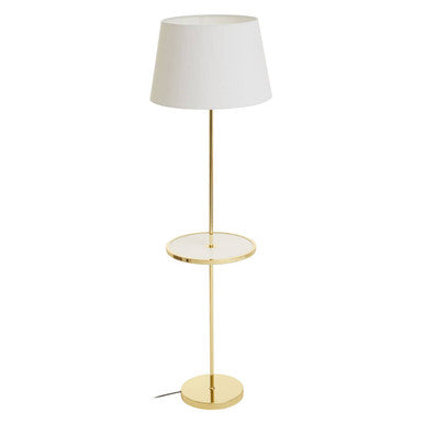 Orsina Stockholm Brass Floor Lamp with Shelf and Tapered Shade