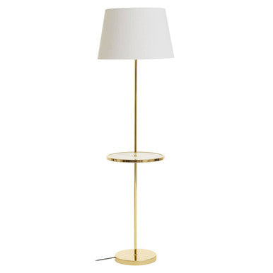 Orsina Stockholm Brass Floor Lamp with Shelf and Tapered Shade