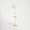 Orsina Stockholm Brass Floor Lamp with Shelf and Tapered Shade