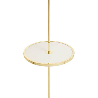 Orsina Stockholm Brass Floor Lamp with Shelf and Tapered Shade