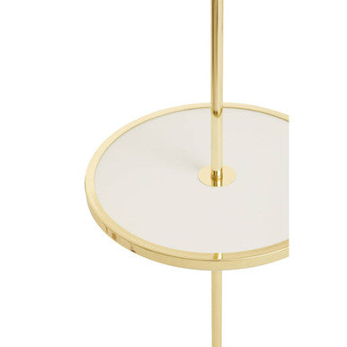 Orsina Stockholm Brass Floor Lamp with Shelf and Tapered Shade