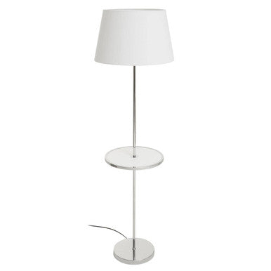 Orsina Stockholm Chrome Floor Lamp with Tray Shelf & Tapered Shade