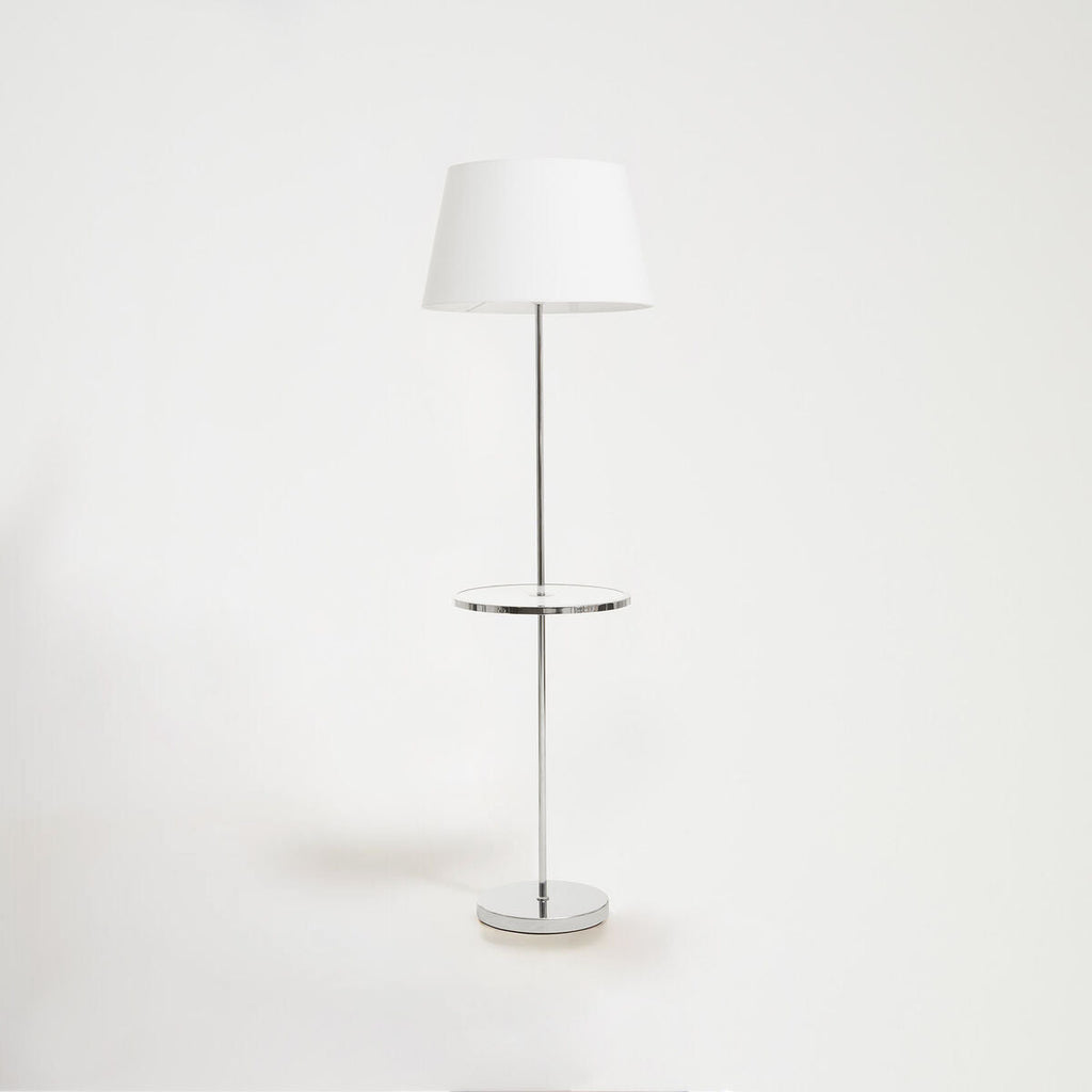 Orsina Stockholm Chrome Floor Lamp with Tray Shelf & Tapered Shade