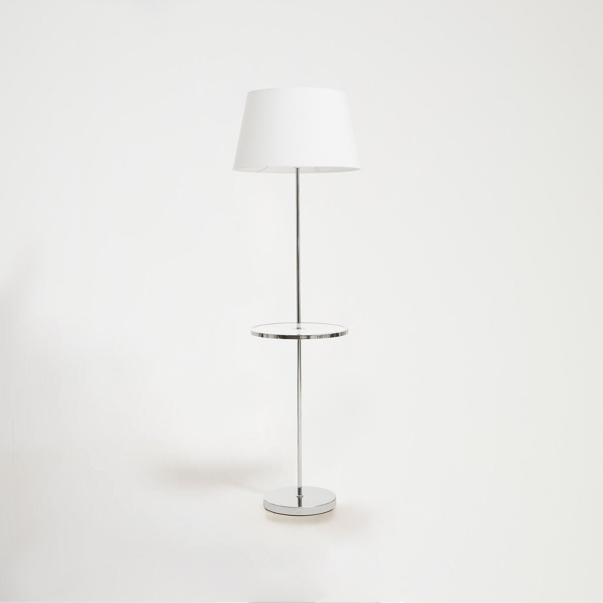 Orsina Stockholm Chrome Floor Lamp with Tray Shelf & Tapered Shade
