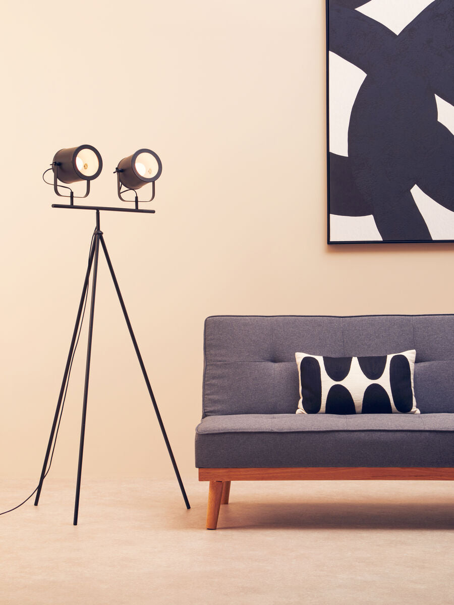 Orsina Stockholm Two Spotlight Tripod Floor Lamp – Matte Black