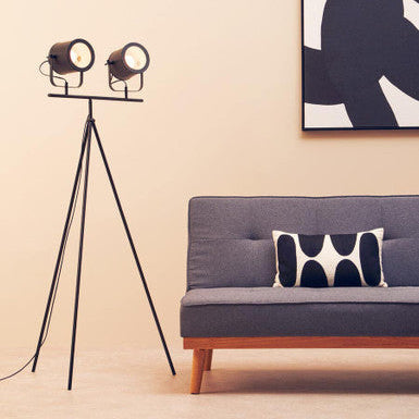 Orsina Stockholm Two Spotlight Tripod Floor Lamp – Matte Black