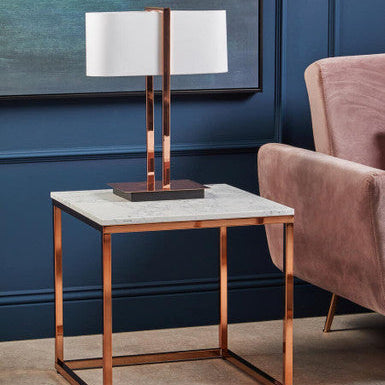 Orsina Lilian Copper Finish Table Lamp with White Linen Shade