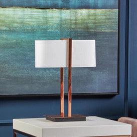 Orsina Lilian Copper Finish Table Lamp with White Linen Shade