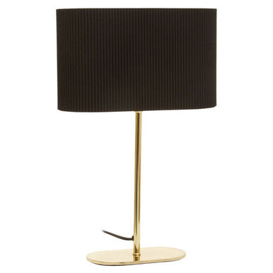 Orsina Lilian Brass Table Lamp | Black Ribbed Linen Shade Desk Light