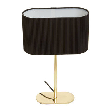 Orsina Lilian Brass Table Lamp | Black Ribbed Linen Shade Desk Light