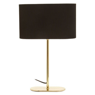 Orsina Lilian Brass Table Lamp | Black Ribbed Linen Shade Desk Light