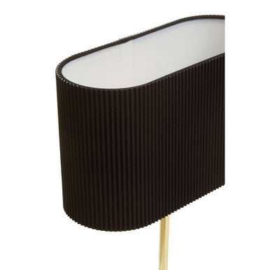 Orsina Lilian Brass Table Lamp | Black Ribbed Linen Shade Desk Light