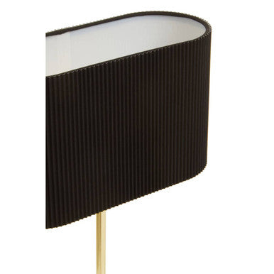Orsina Lilian Brass Table Lamp | Black Ribbed Linen Shade Desk Light