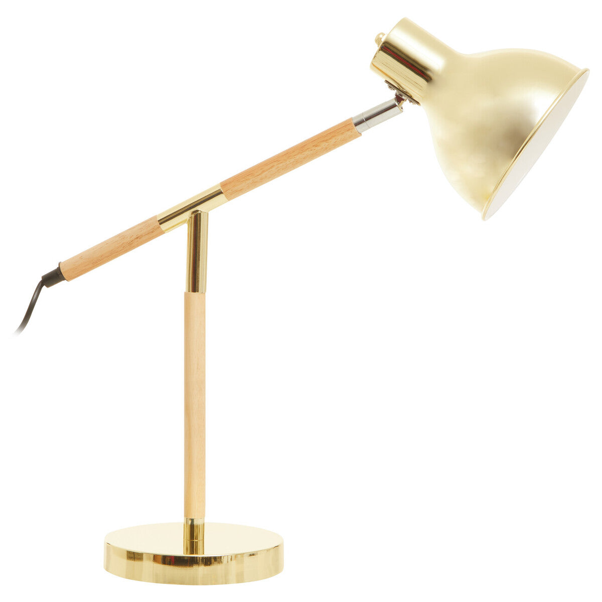 Orsina Stockholm Brass Adjustable Desk Lamp | Wood & Metal Task Light