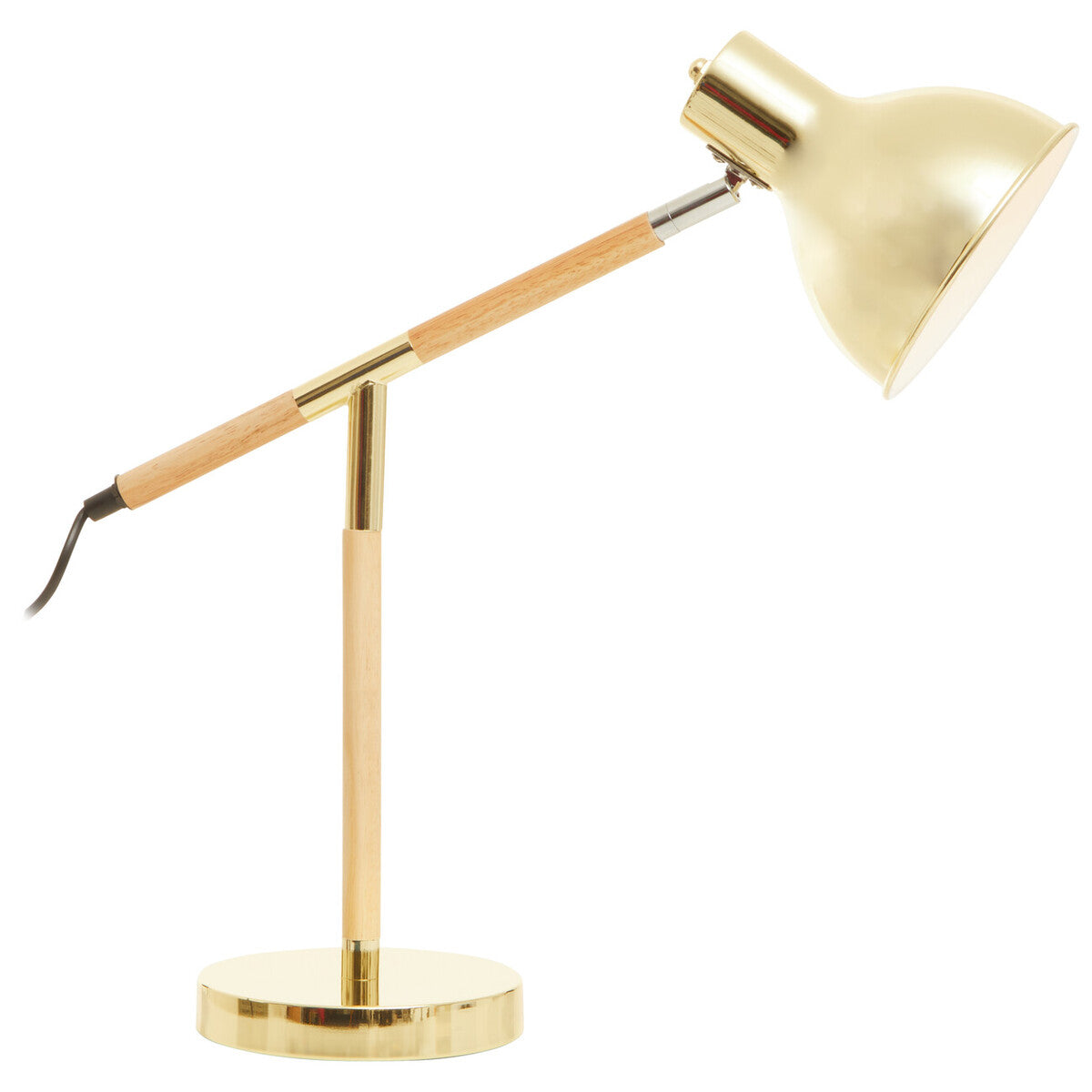 Orsina Stockholm Brass Adjustable Desk Lamp | Wood & Metal Task Light