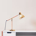 Orsina Stockholm Brass Adjustable Desk Lamp | Wood & Metal Task Light