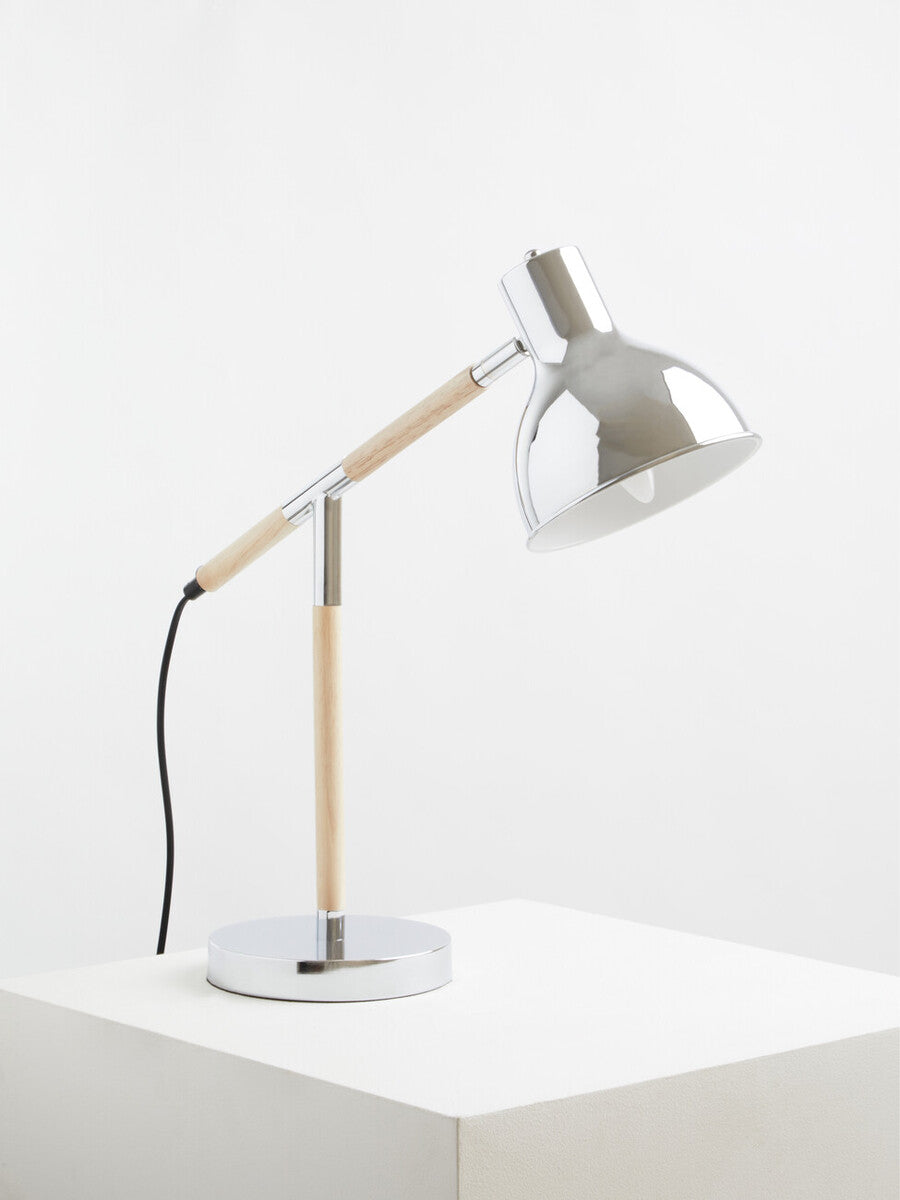 Orsina Stockholm Adjustable Desk Lamp – Chrome & Rubberwood Task Light