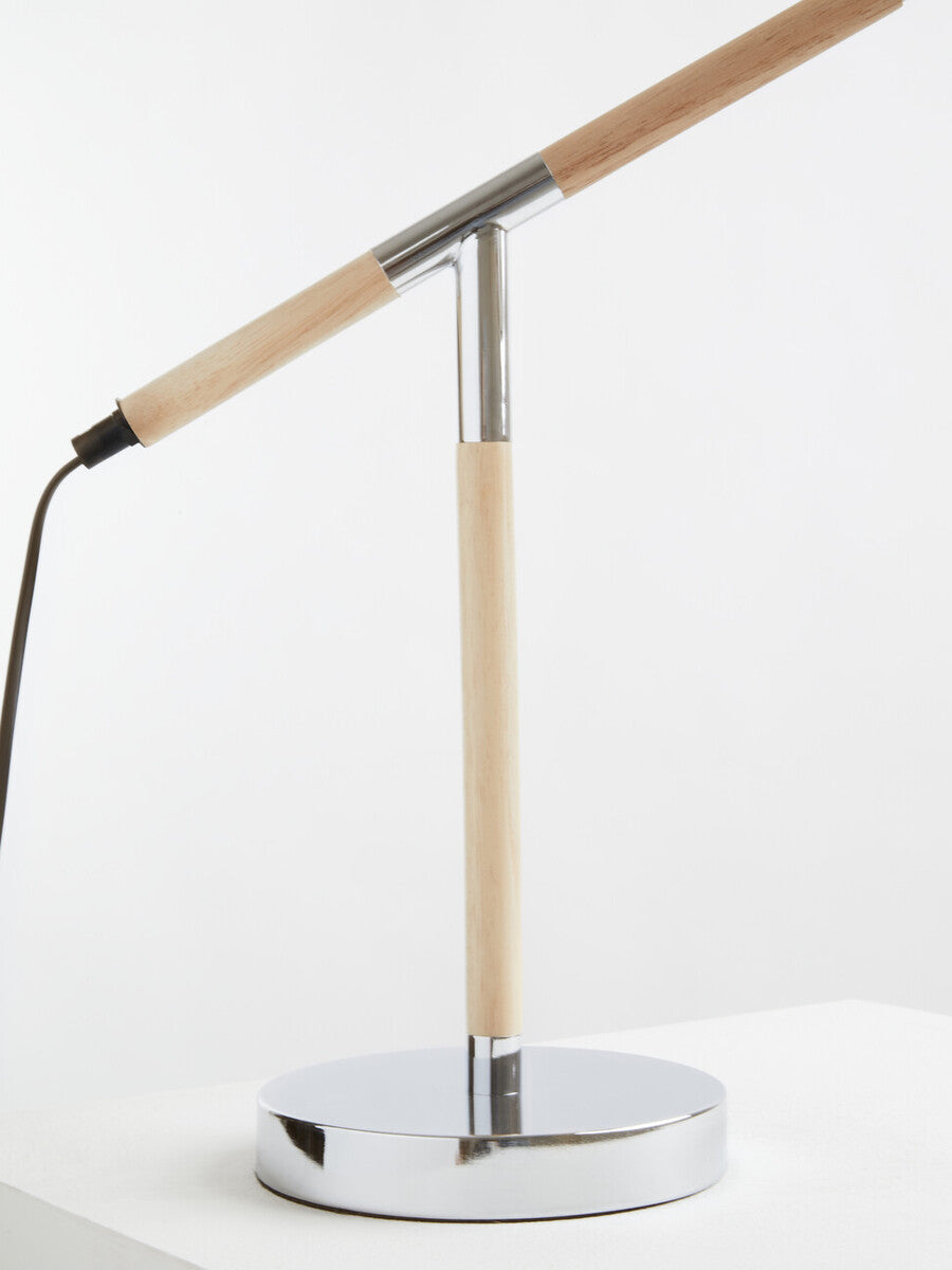 Orsina Stockholm Adjustable Desk Lamp – Chrome & Rubberwood Task Light