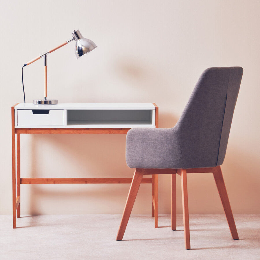 Orsina Stockholm Adjustable Desk Lamp – Chrome & Rubberwood Task Light