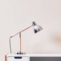 Orsina Stockholm Adjustable Desk Lamp – Chrome & Rubberwood Task Light
