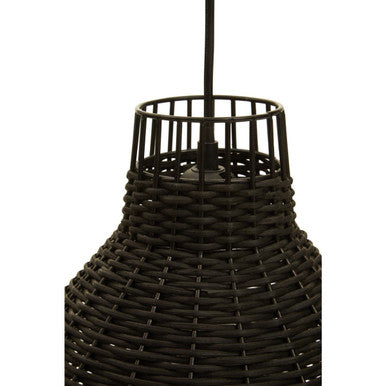 Orsina Jaya Black Rattan Pendant Light – Tapered Woven Ceiling Lamp