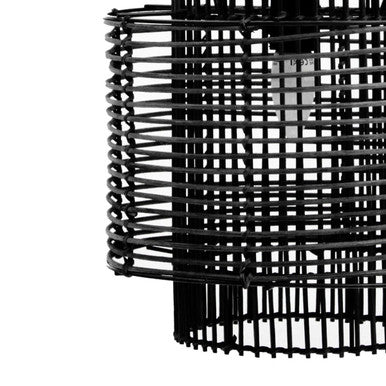 Orsina Jaya Black Rattan Overlapping Pendant Light – Modern Drum Lamp