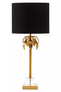 Orsina Herta Gold Palm Tree Table Lamp with Black Drum Shade