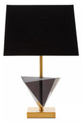 Orsina Halina Smoked Crystal Table Lamp with Gold Metal and Black Shade