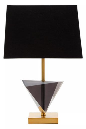 Orsina Halina Smoked Crystal Table Lamp with Gold Metal and Black Shade