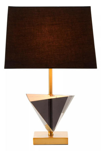 Orsina Halina Smoked Crystal Table Lamp with Gold Metal and Black Shade