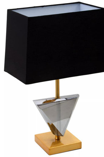 Orsina Halina Smoked Crystal Table Lamp with Gold Metal and Black Shade