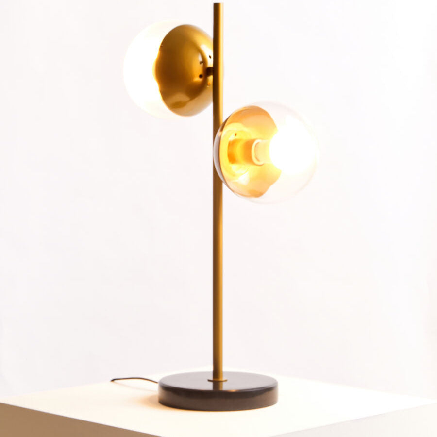 Orsina Revive Gold and Black Marble Table Lamp | Two Light Modern Decor