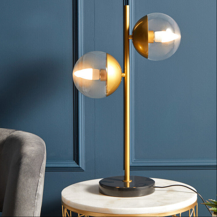 Orsina Revive Gold and Black Marble Table Lamp | Two Light Modern Decor