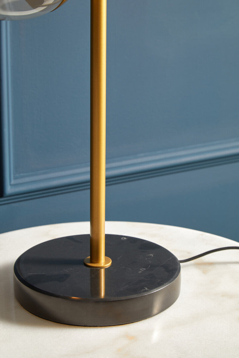 Orsina Revive Gold and Black Marble Table Lamp | Two Light Modern Decor