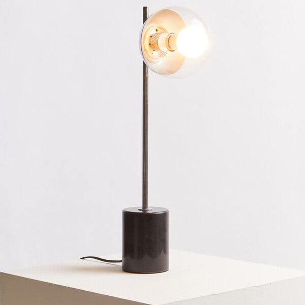 Orsina Revive Small Metal Table Lamp | Silver Finish & Marble Base