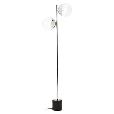 Orsina Revive Metal Floor Lamp – Modern Silver Finish with Twin Globes