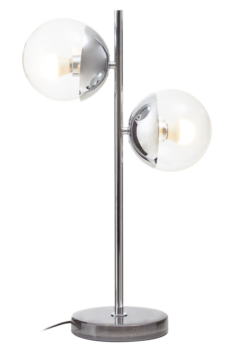 Orsina Revive 2-Light Table Lamp – Silver & Black Marble with Glass