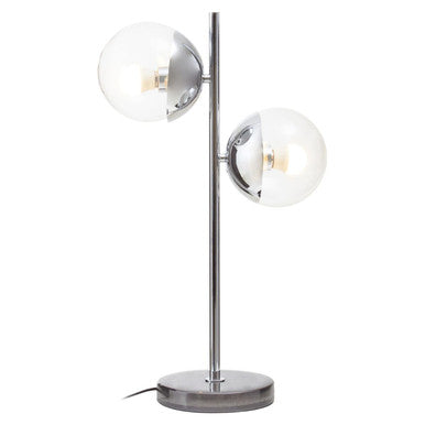 Orsina Revive 2-Light Table Lamp – Silver & Black Marble with Glass