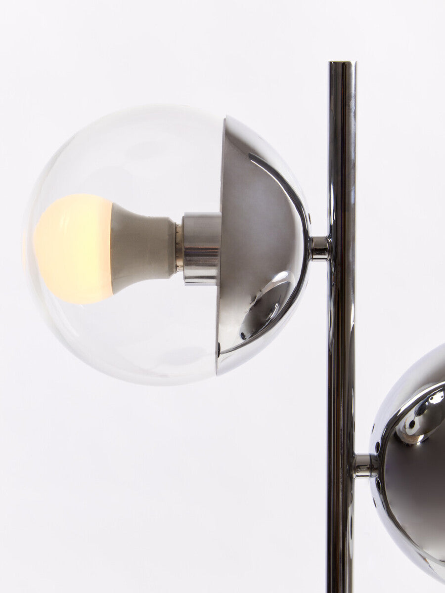 Orsina Revive 2-Light Table Lamp – Silver & Black Marble with Glass