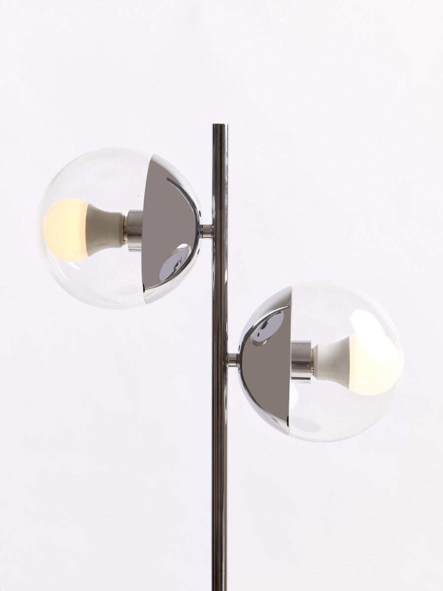 Orsina Revive 2-Light Table Lamp – Silver & Black Marble with Glass