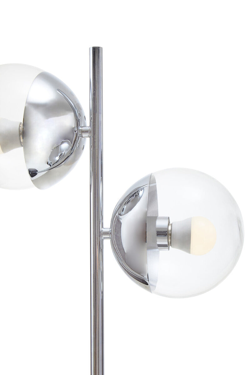 Orsina Revive 2-Light Table Lamp – Silver & Black Marble with Glass