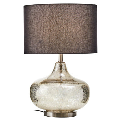 Orsina Luz Silver Glass Table Lamp with Black Linen Shade