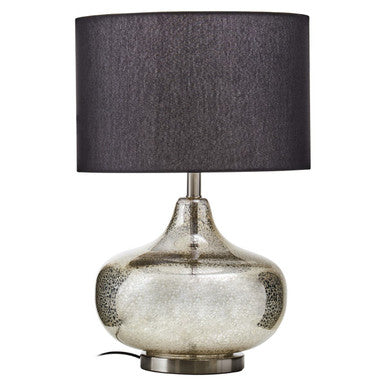 Orsina Luz Silver Glass Table Lamp with Black Linen Shade