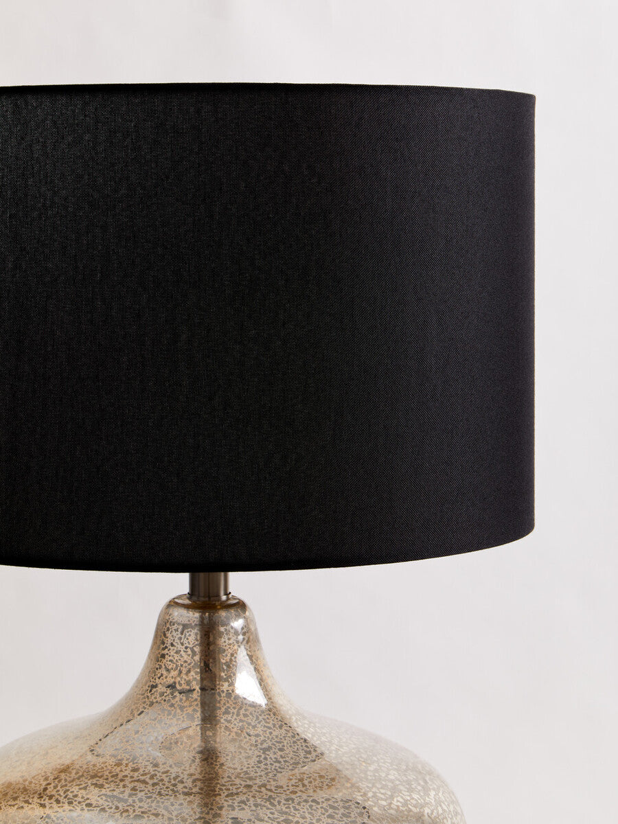 Orsina Luz Silver Glass Table Lamp with Black Linen Shade